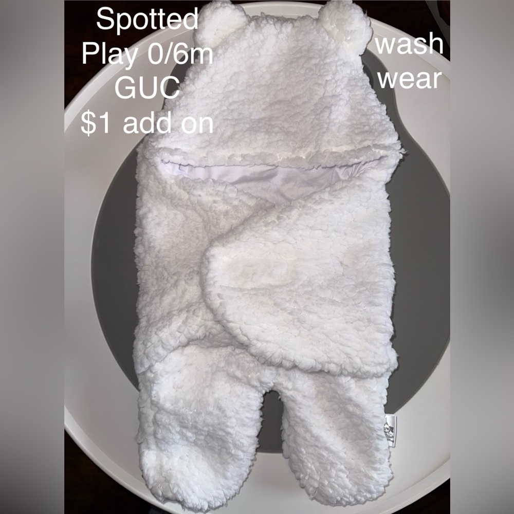 Adorable White Sherpa Baby Bunting with Bear Ears